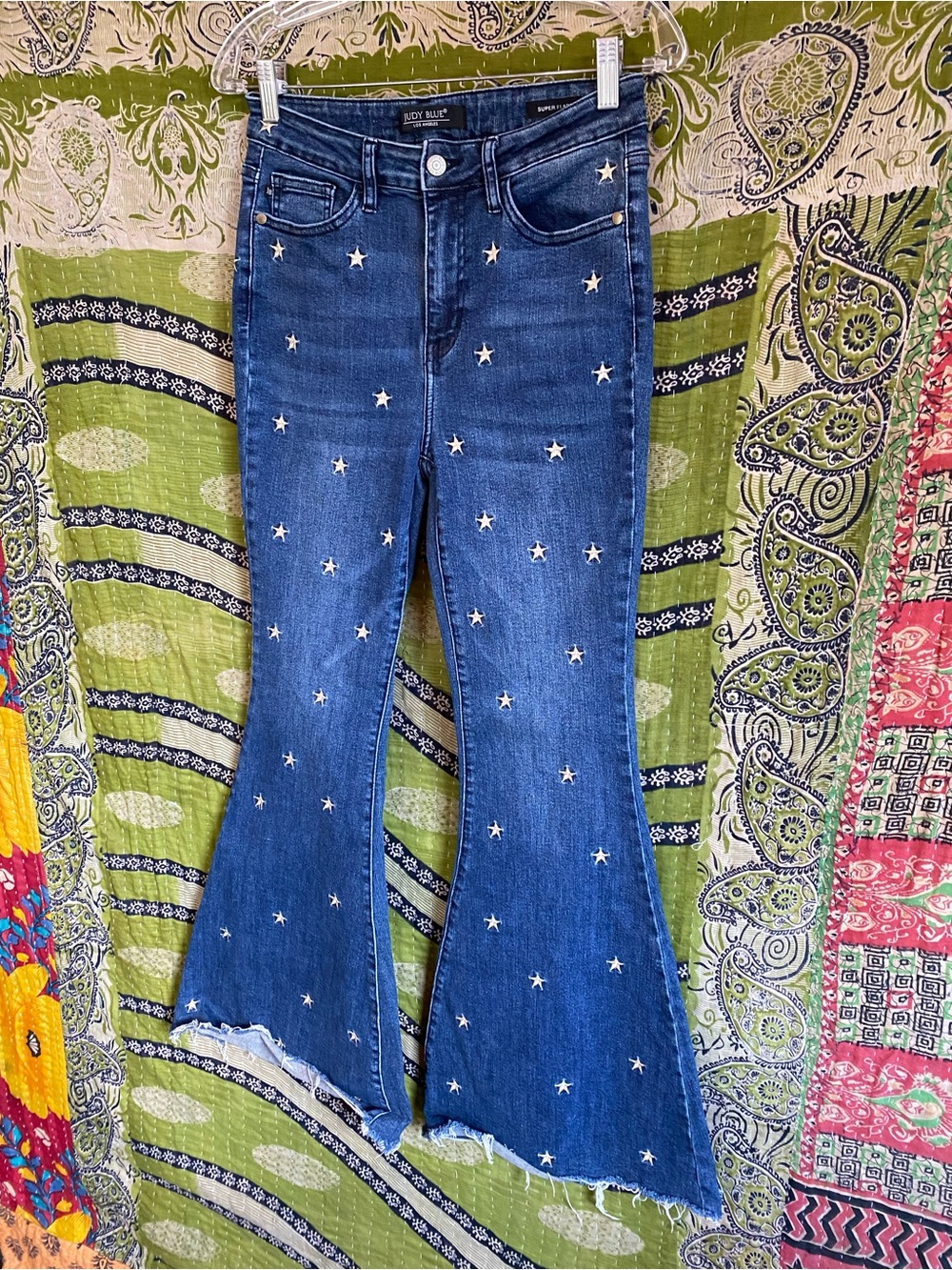 Judy Blue Embroidered Sabrina Star Super Flare Denim Jeans 28 California Casual - Picture 3 of 16